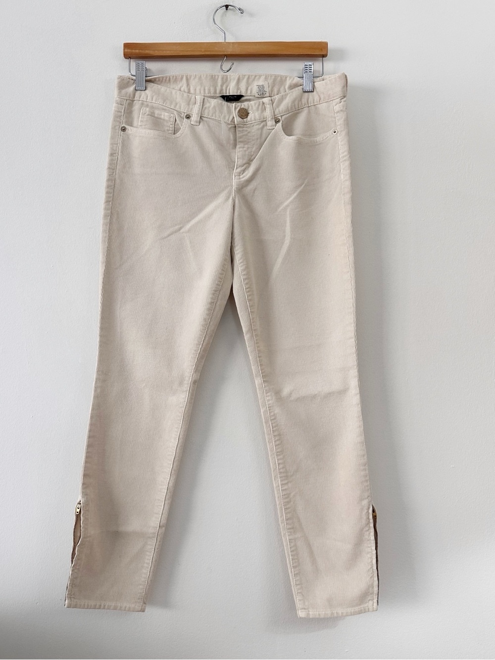 NWT J. crew toothpick ankle super skinny stretch cord Ecru color size 30